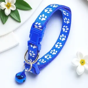 Adjustable Anti-Choke Safety PetCollar with Cute Paw Bell Design Eco-Friendly Nylon Scratch-Proof Material for Cats Dogs Silent Noisy Necklace Multi-Color Customizable Pet Safety Certified Collar Accessories Fashion Comfortable Durable Leash Training Gear