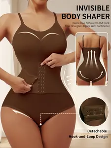 Ladies' Comfortable And Breathable Front-Button Bodysuit, Solid Color Tummy Control And Butt-Lifting Shapewear