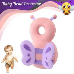 Baby Head Protection Backpack - Soft & Comfortable, Cute Cartoon Design, Pink Butterfly