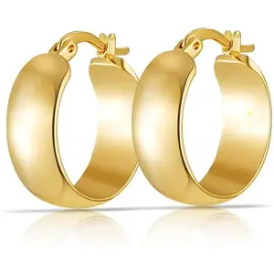 8mm Heavy Hoop Earrings for Women 14k Gold Hypoallergenic Light Hoop Earrings