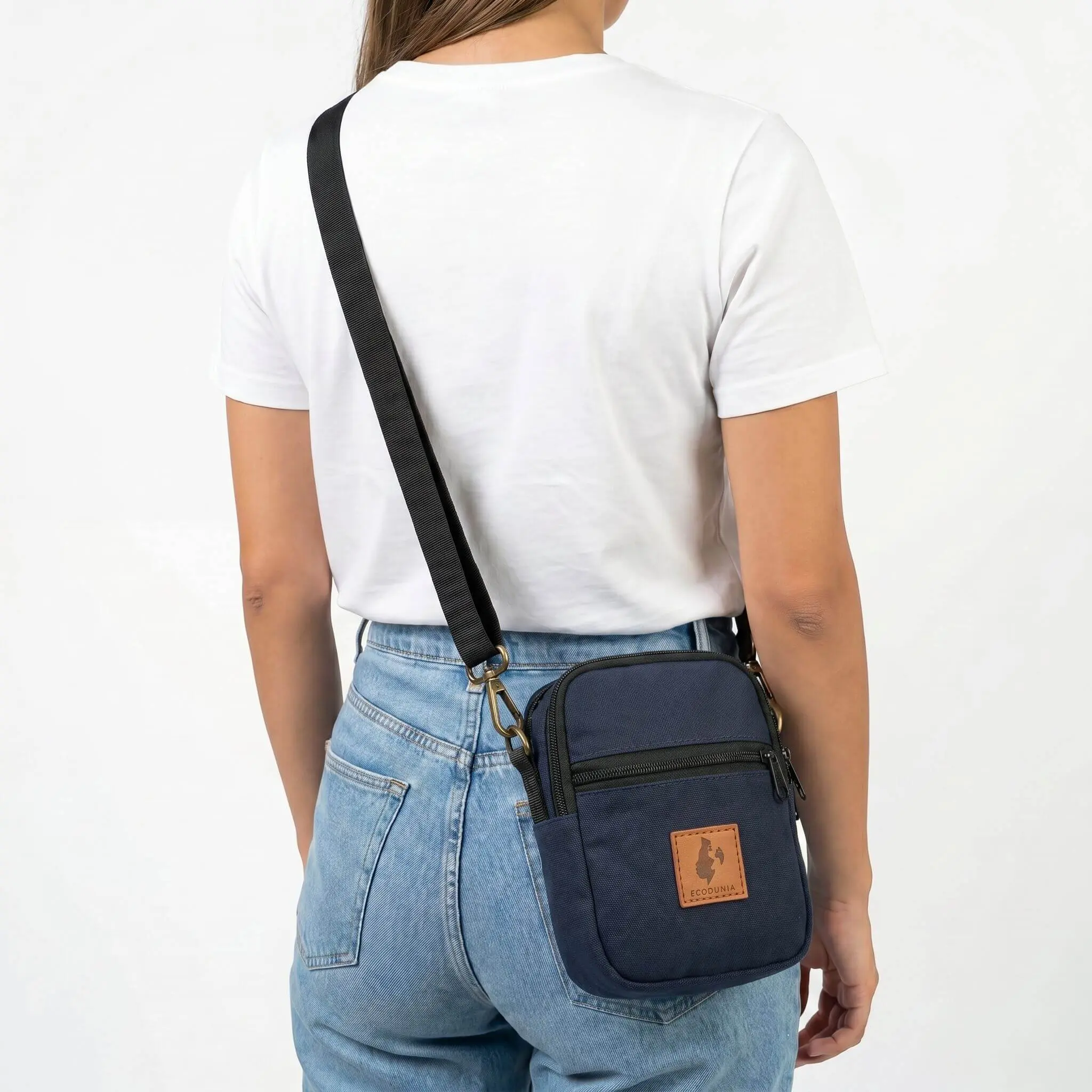 ECODUNIA Men's Convertible Crossbody Bag - Artisan-Made Cotton Canvas, Vibrant Liner, Multi-Pocket Casual Sling, Secure Zip, Adjustable-Removable Strap, Hands-Free Ease Everyday Compact Carry