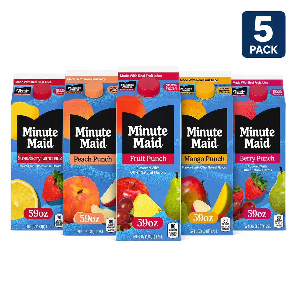 Minute Maid Variety Pack – Real Fruit Juice from Concentrate & Natural Flavors | Strawberry Lemonade, Peach Punch, Mango Punch, Fruit Punch & Berry Punch