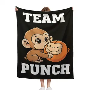 Team Punch Monkey Punch Trend Meme Graphic Throw Blanket,Flannel Blankets Soft Blanket Gifts for Women Man Home Room Modern Decor 40x50 Inch