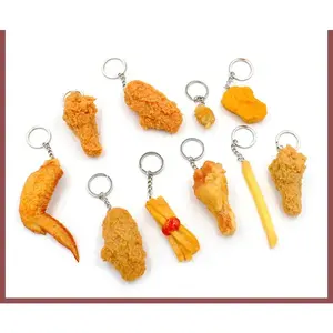 Fried Chicken Wing Keychain Creative Mini Simulation Food Pendant with Key Ring for Handbag and Purse Accessories Chicken Leg Design Cute PVC Material 6cm Size Ideal Gift
