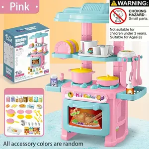 Realistic Girl Interactive Cooking Playset, Kitchen Toy Set for Pretend Play, Play Kitchen Accessories, Includes Cookware & Utensils, Perfect Gift for Kids