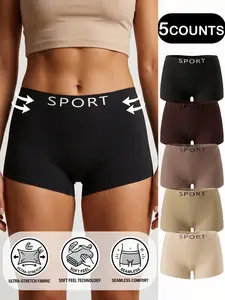 5-Pack Mid-Waist Seamless Boxer Shorts, Breathable, Comfortable and Active, Ideal for Daily Wear, Fitness, Yoga, All Seasons