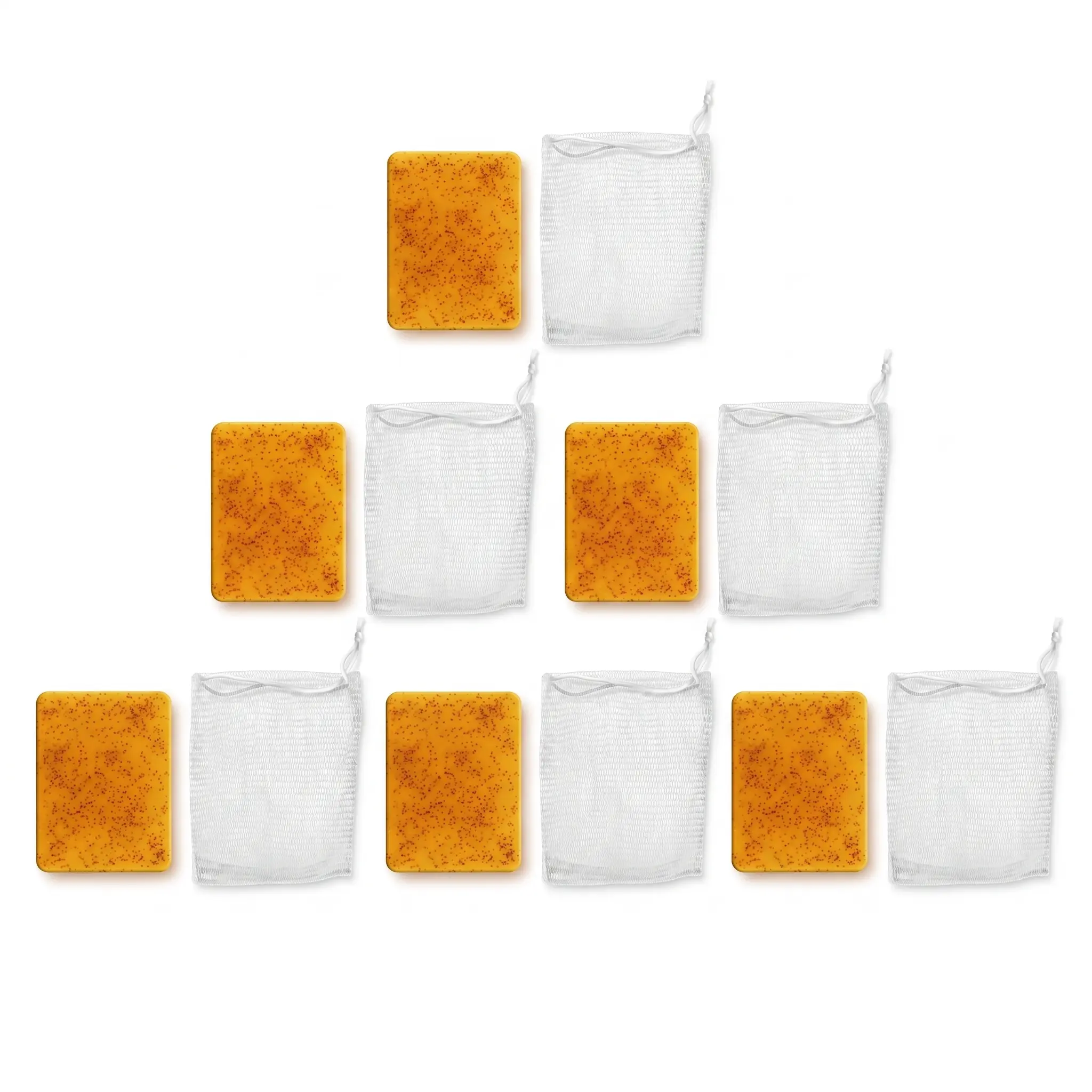 3 Pcs 100g Turmeric Kojic Acid Soap Bars with 3 Foaming Mesh Nets - SLS-Free, Infused with Turmeric Root, Centella Asiatica Extracts, Kojic Acid, Shea Butter, Gentle for Face & Body, Fits Oily & Dry Skin face soap brightening