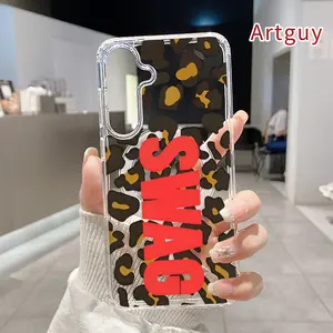 Leopard Swag Impression Pattern Magnetic Phone Case for Samsung Galaxy S26 Edge S23 Ultra S24 Plus FE S25 S22+ Anti-Yellowing Shockproof Lightweight Transparent Acrylic Large Hole Soft Cover Supports Wireless Charging