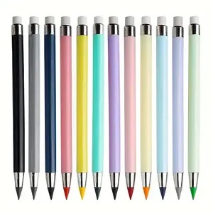 12 Colors Permanent Pencils with Eraser, Long-Lasting Writing Pencils Never Sharpen Needed, Ideal for Sketching Drawing School Supplies