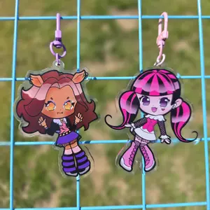 Monster High Draculaura & Clawdeen Acrylic Keychains - Cute Kawaii Bag Charm, Key Accessory, Gift for Fans, Collectible Character Charm, for Bags, Keys, Backpacks, Cute Decor, Gift Idea