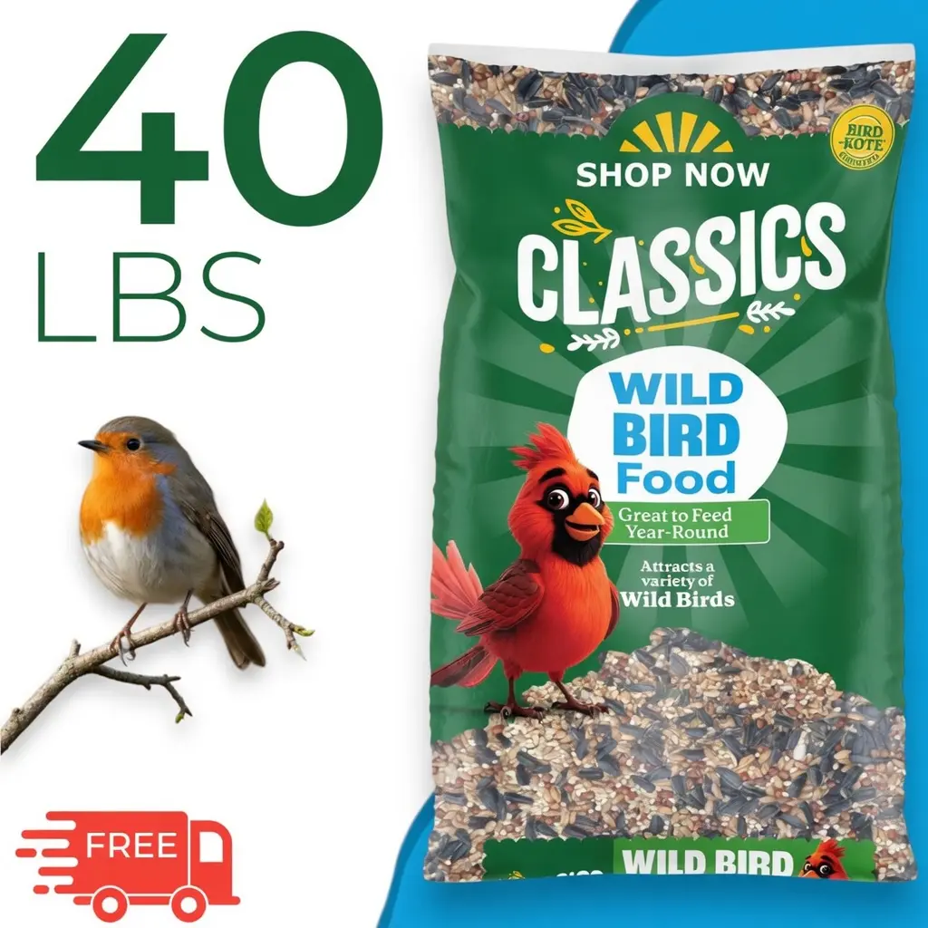 Classic Birdseed Mix for Wild Bird Feeding Supplies, 5-40 lb Millet & Sunflower Blend - Attracts Cardinals, Chickadees, Finches, Millet for Birds