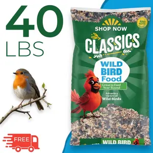 Classic Wild Bird Seed Mix 5-40 lb - Millet & Sunflower Blend Attracts Cardinals, Chickadees & Finches