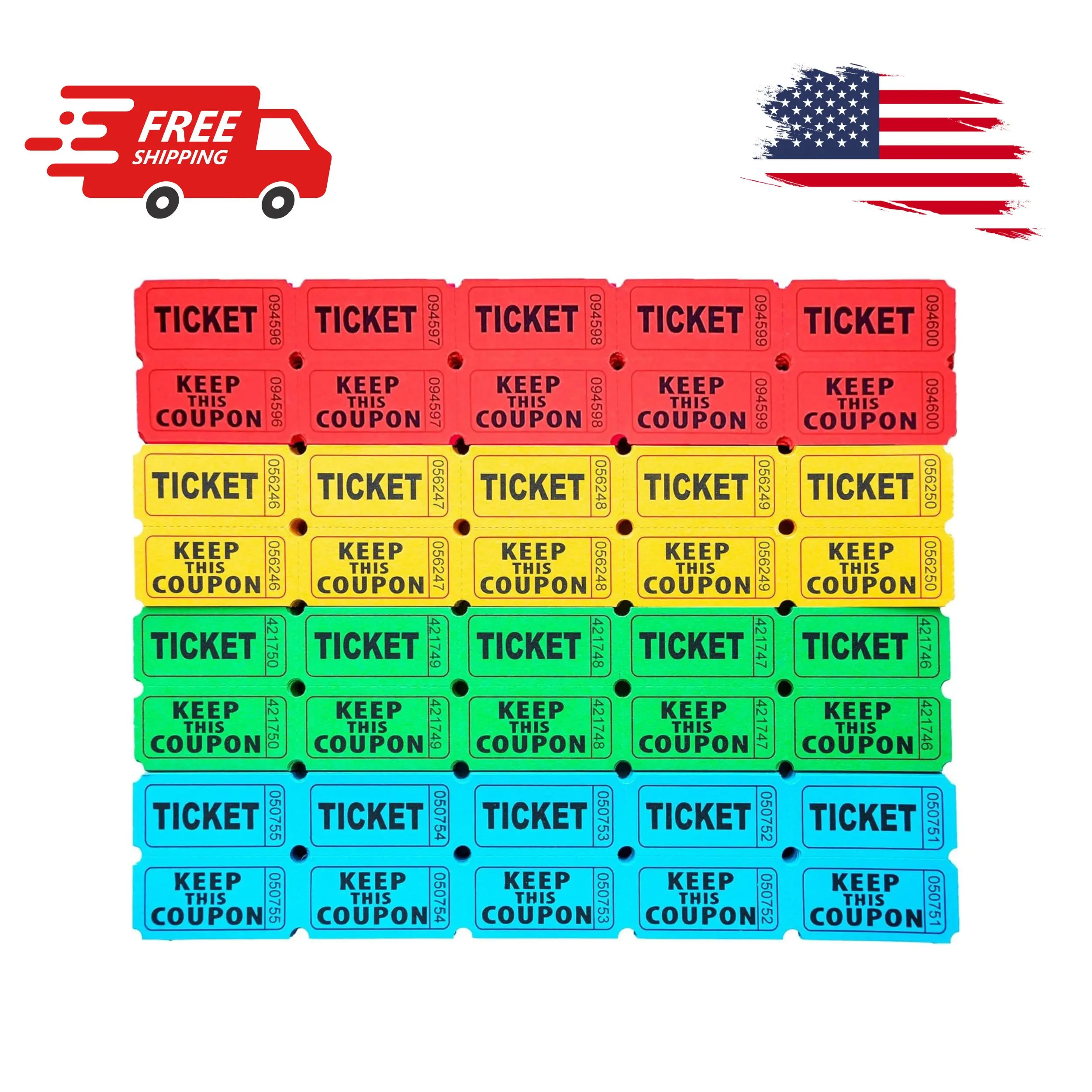 2000 Pcs 1000 Pairs Raffle Tickets, 50/50 Double Raffle Tickets