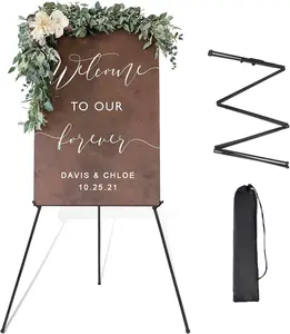 Easel Stand for Wedding Sign Poster 63'' Instant Display Easel for Floor Adjustable Metal Art Easel Black