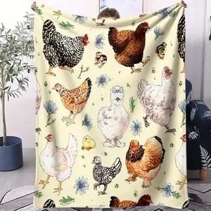 Painted Chicken Pattern Blanket, Suitable for All Seasons, Suitable for Beds, Sofas, Cars, Room Decorations, and Gifts, Suitable for Children and Adults, Decorative Giftable Blankets
