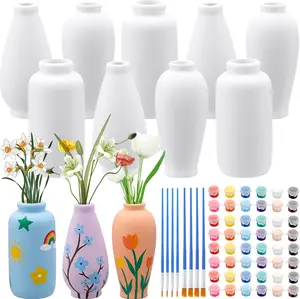 12 Pcs DIY Ceramic Vases Paint Your Own Vases Kit White Ceramic Flower Vase Bulk for Adult Porcelain Painting Decorating Art Supplies Home Decor (Fashion Style)