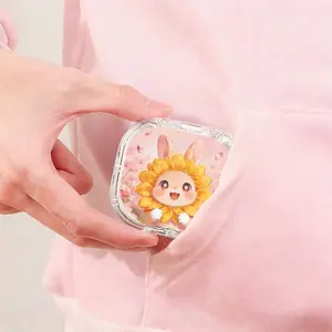 Cherry Blossom Little Rabbit Printed Retainer Box, Loss Proof Portable Denture Storage Box, Outdoor Portable Orthodontic Retainer Box, Drop Resistant Scratch Resistant Invisible Braces Box