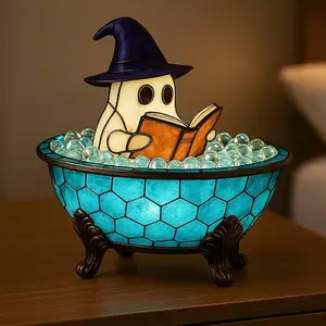 Halloween Ghost Bubble Bath  for Bathroom Use Soft LED Night  Water Resistant Safe Easy to Use Ideal for Halloween Parties Ornaments Decoration Spider Decor  Basket for Women Inflatable Vintage Web String  holiday big sister gift indoor decorative light