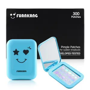 FUANKANG Pimple Patches for Face , Large Hydrocolloid Pimple Patches ,300 Count Pimple Stickers ,With a Cute mirror case