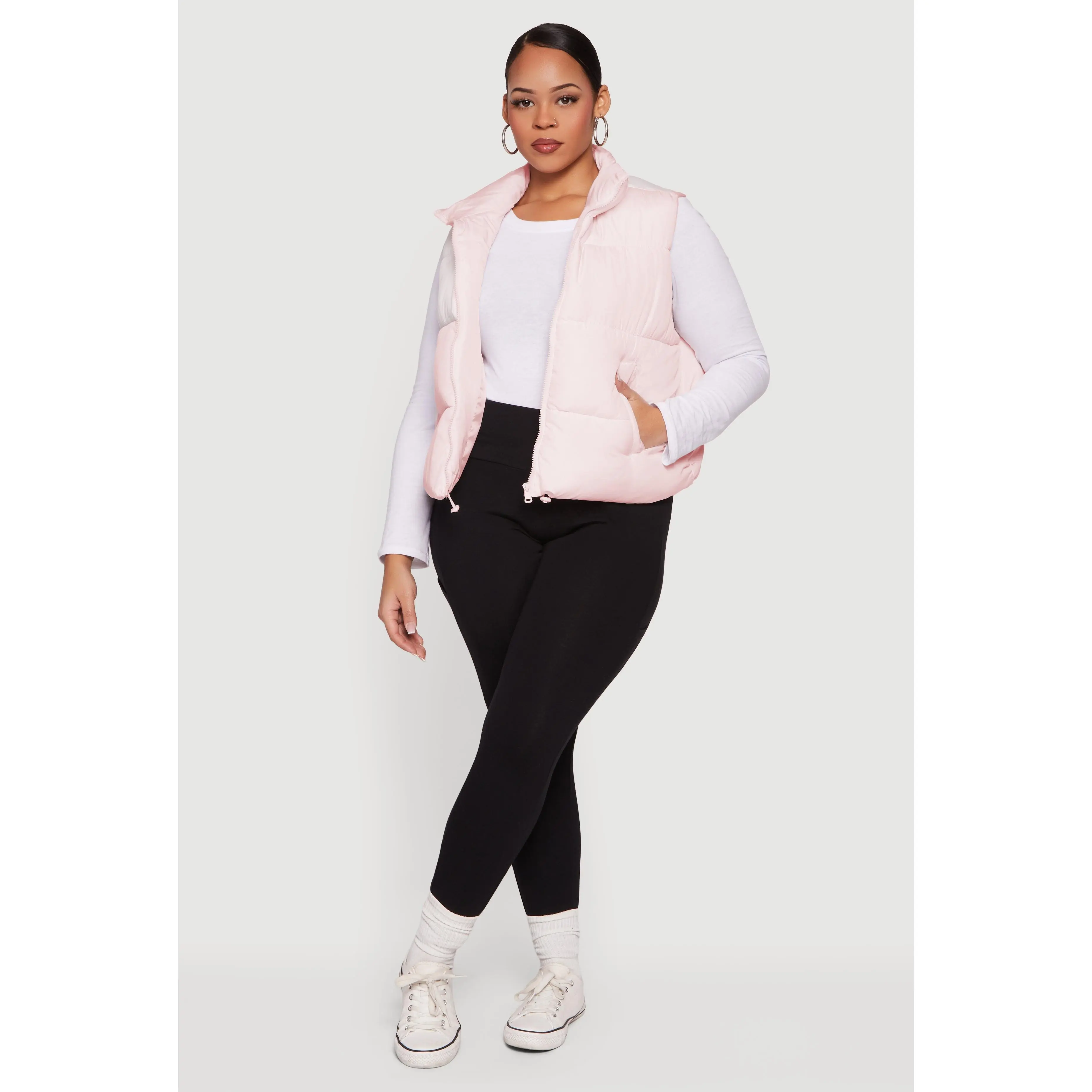 Plus Size Almost Famous Zip Front Puffer Vest