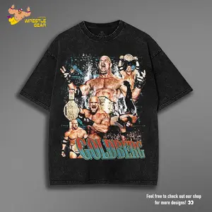 Retro GOLDBERG WWE V2 Washed T-Shirt | Vintage Graphic Design | Iconic Wrestling Print | Classic Fan Apparel Cotton Fabric