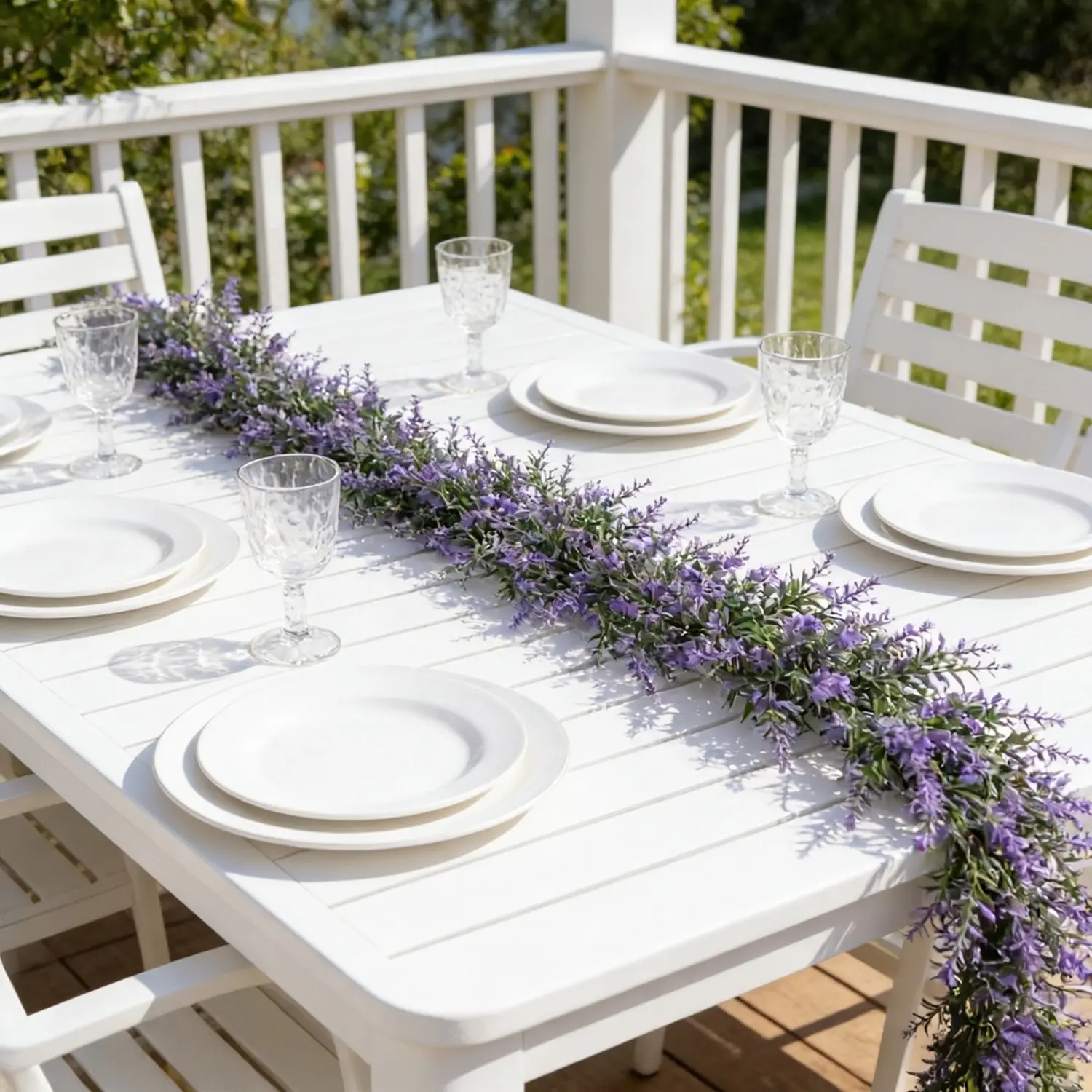 6Ft Lavender Garland for Mantle, Purple Floral Table Runner for Spring Summer Decor, Wedding, Bridal Shower, Fake Plants Eucalyptus Garland for Indoor and Outdoor Home Decor