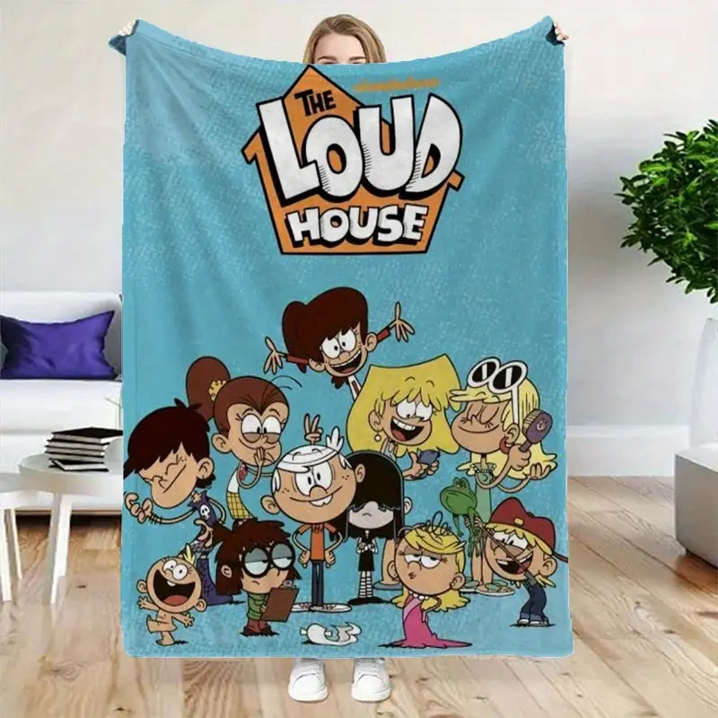 The Loud House Cartoon Themed Printed Soft Cozy Blanket - Machine Washable, Ideal for Travel Camping, Fluffy Soft Cozy Warm Blanket Gifts for Animation Fans, Fluffy Soft Blankets
