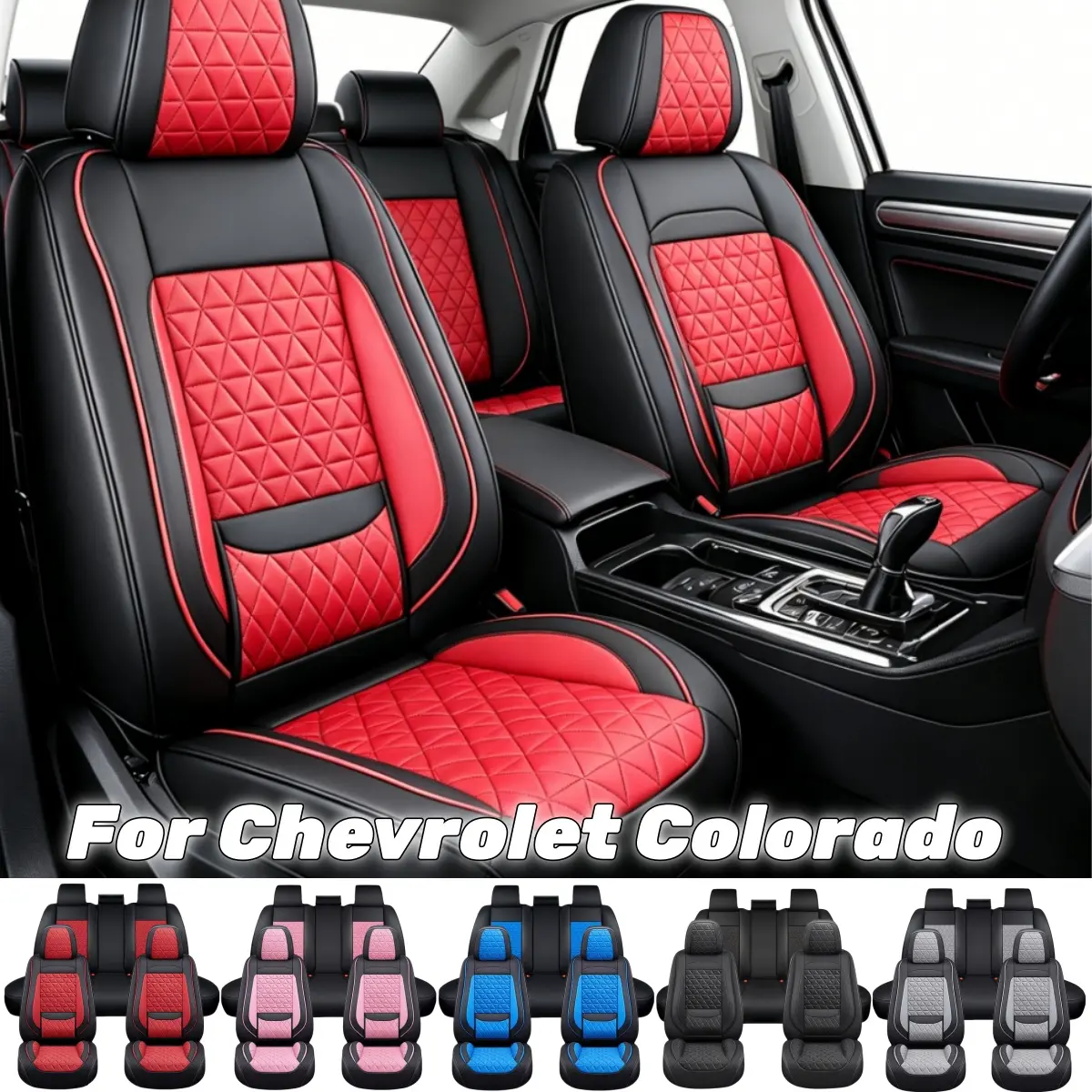 For Chevrolet Colorado 2018 2019 2020 2021 2022 2023 2024 Premium Car Seat Covers & 3D Foam Back Support, Full Napa Leather 5 Seat Sit Covers Front Rear Cushion Pad Full Set with Storage Bag, Waterproof Car Pickup Truck Interior Decoration Accessories