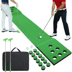 Golf Putting  Set for Indoor & Outdoor, Portable Golf Pong Putting Green Mat with 2 Putters, 2 Balls,12 Hole Covers, 1 Storage Bag for , Backyard, Office & Party