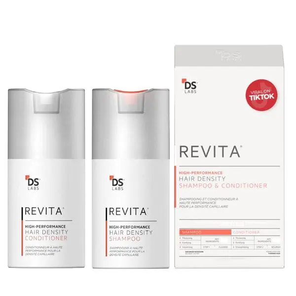 🔥 HOT SALE 51% OFF | DS Labs Revita Hair Density Shampoo & Conditioner for Thinning Hair, 100 mL | Complete hair care routine powered by peptides, turmeric, caffeine & ginseng for healthier-looking, fuller-looking hair.