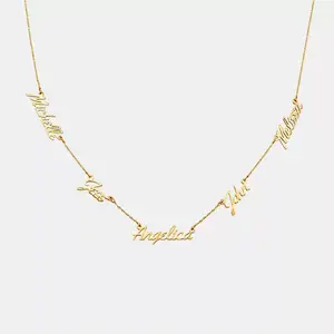 Personalized name necklace, 18K gold-plated, handcrafted personalized necklace, can be engraved with children's names, family members' names, suitable as a gift for women on Valentine's Day or Mother's Day.