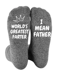 ANOTION Gifts for Dad  Funny Socks for Men - Birthday Gifts for Dad, Worlds Greatest Farter, I Mean Father Menswear Soft Embroidered Knit Knitted Spandex