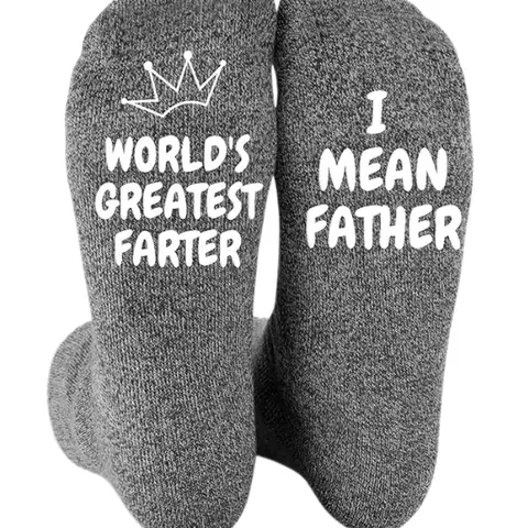 ANOTION Gifts for Dad  Funny Socks for Men - Birthday Gifts for Dad, Worlds Greatest Farter, I Mean Father Menswear Soft Embroidered Knit Knitted Spandex