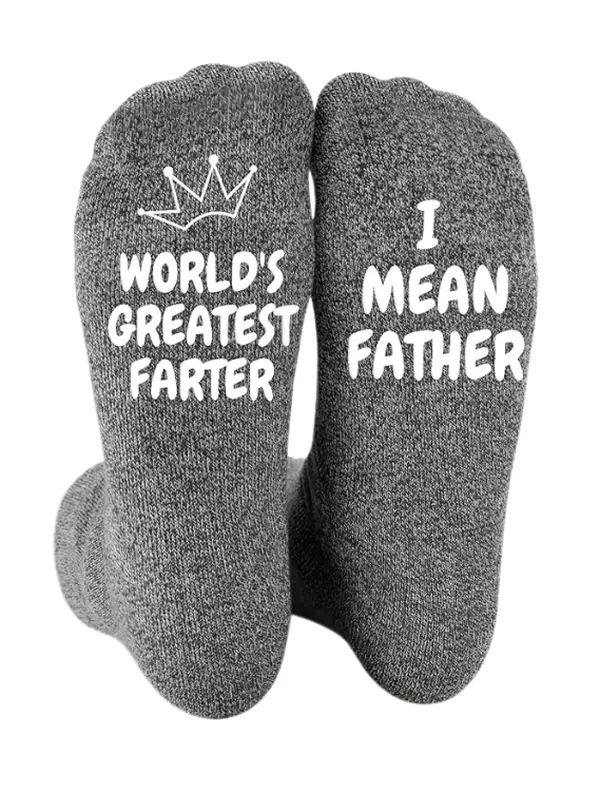 ANOTION Gifts for Dad  Funny Socks for Men - Birthday Gifts for Dad, Worlds Greatest Farter, I Mean Father Menswear Soft Embroidered Knit Knitted Spandex