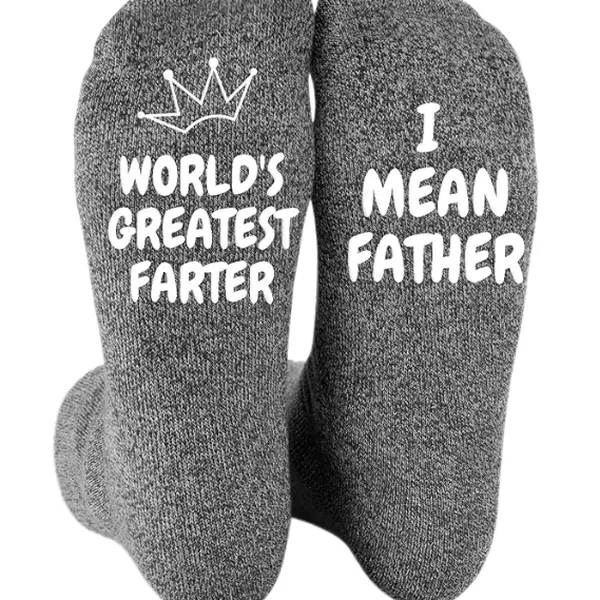 ANOTION Christmas Gifts for Dad  Funny Socks for Men - Birthday Gifts for Dad, Worlds Greatest Farter, I Mean Father Menswear Soft Embroidered Knit Knitted Spandex
