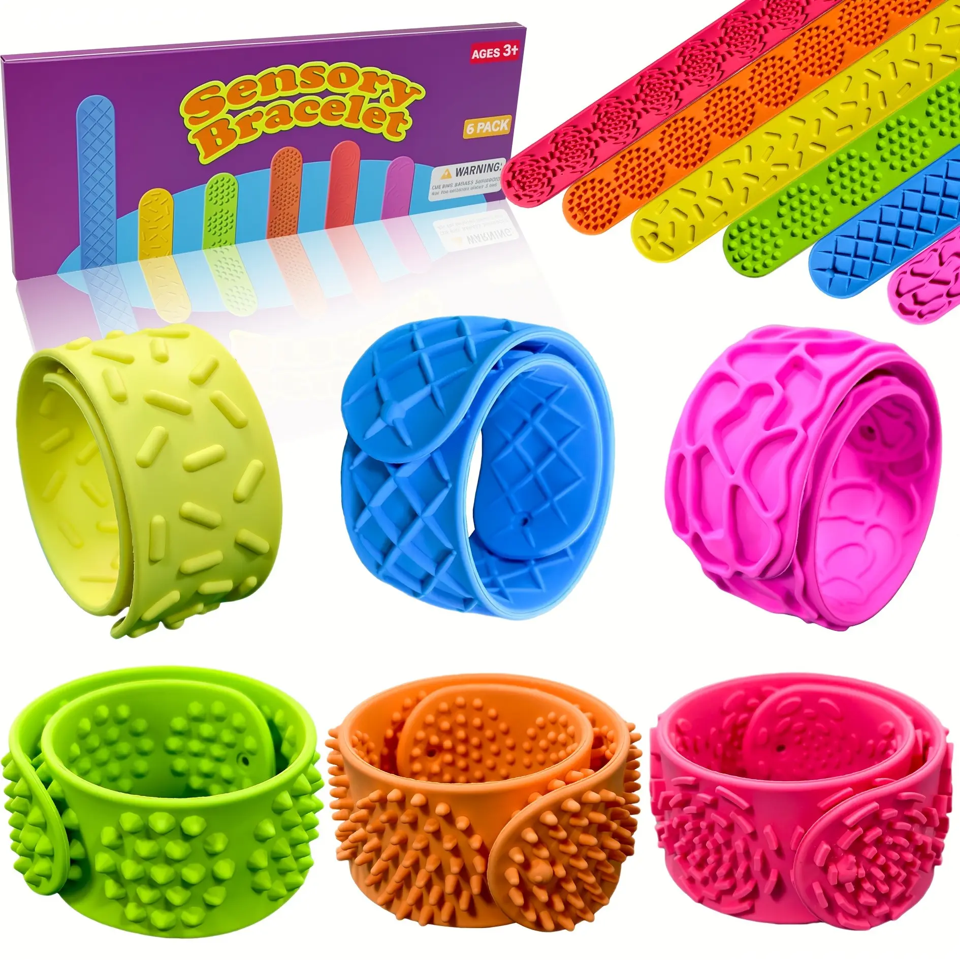 Surviving the school day with ADHD, Textured Sensory Slap Bracelets | Wearable Fidget Toy for Anxiety & Stress Relief, Anxiety Fidgets, Quiet Classroom Tool for Kids with ADHD/Autism, Back to School Focus Aid