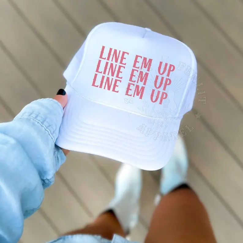 Wallen Trucker Hat, Line Em Up, Country Music Hat, Whiskey Glasses, Sand in my Boots Festival, Wallen Song Lyric Foam Cap, Wallen Merch Gift