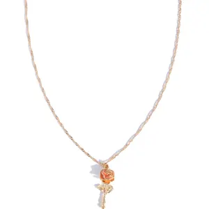 A single rose orange necklace
