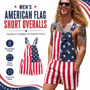 250th Anniversary Shorts 4th of July American Flag Overalls for Men USA Stretchy Denim Romper Memorial Day Coveralls Patriotic Gifts for Couples Memorial Day Workwear Summer Independence Day Jumpsuits Fashion Menswear Daily Outdoor Outfits