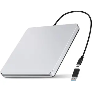 CD ROM External Drive DVD Player for Laptop, USB C Superdrive for Apple, Slot-in CD Drive DVD Burner Optical Disk Reader Drives for Mac PC Computer Windows MacBook