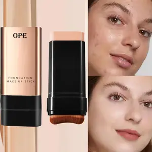 Foundation Stick Concealer Brush Included, Smooth Texture High Saturation Waterproof Sweatproof Long-Lasting Makeup Base, Complexion Perfecting, Flawless Foundation, Brightening, Lightweight
