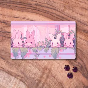 MTG Playmat Cute, Pastel Lofi Bunny Themed TCG Playmat, Unofficial MTG Play mat, Trading Card Game Accessories, Gifts for Gamers, Gaming Mouse Pad Desk Mat