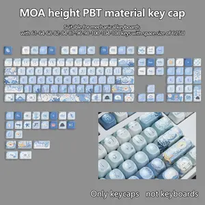 127 Key Ocean Theme Pbt Keycaps, High Moa Height, Compatible with 61/87/96/98/104/108 Layouts, Heat Sublimation Craftsmanship