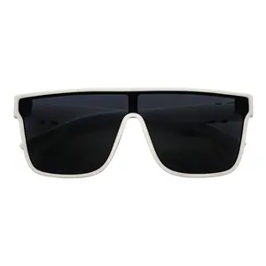 SYFY - Futuristic Square Flat Top Shield Sunglasses White Smoke