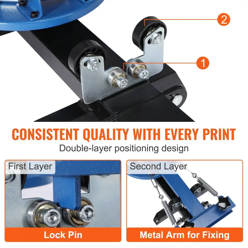 VEVOR 1-Station 4-Color Screen Printing Machine, 54x45cm/21.2x17.7in Press with 360° Rotatable Silk, Double-Layer Positioning Pallet for T-Shirt DIY, Sewing & Custom Craft Projects (No Excessive Bulk)