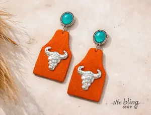 Women's Cow Skull Ear Studs - Western Cowboy Drop Earrings for Women, Take A Number Fashion Costume Jewelry Accessories, Earring For Women