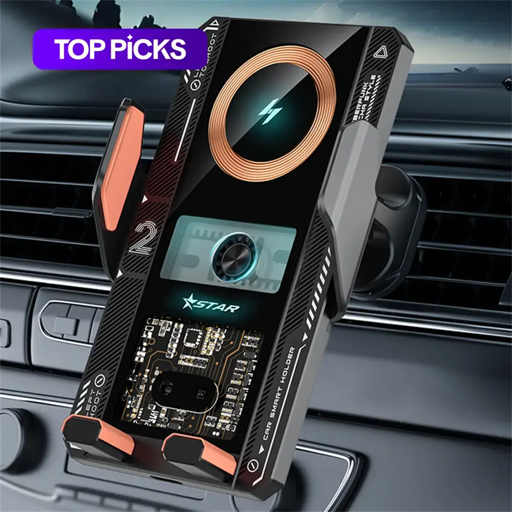 15W Wireless Fast Charging Car Charger, Fast Charging Solution, Auto-Clamp Phone Holder with Vent Mount, for iPhone 15/14/13/12/11 Series & Samsung Galaxy S23 Ultra/S22/S21/S20/S10+/S9+ #GLOBAL PICKS