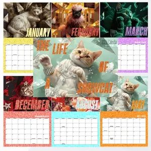 2026 Cat Calendar Elegant Simple Design with Date and Holiday Markers Perfect for Office Living Room Bedroom Ideal Gift for Cat Lovers Wall Hanging Calendar