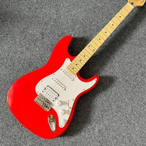 Red ST Electric Guitar Red Color Rosewood Fingerboard SSH Pickups with White Pickguards