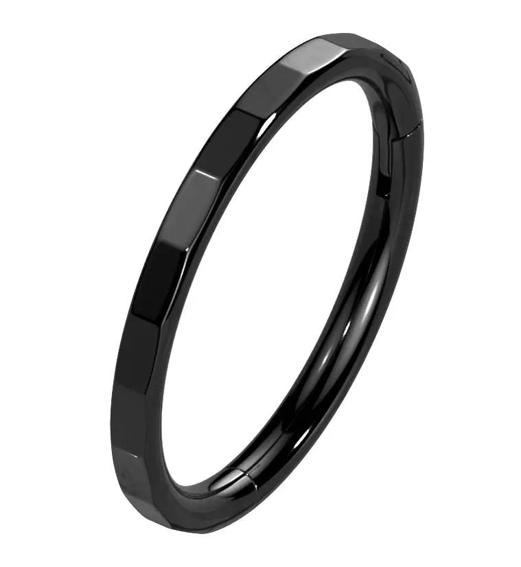 Black PVD Faceted Titanium Hinged Segment Ring, Hinged Ring for Women, Body Jewelry Fashion Accessory, Hinged Ring Women